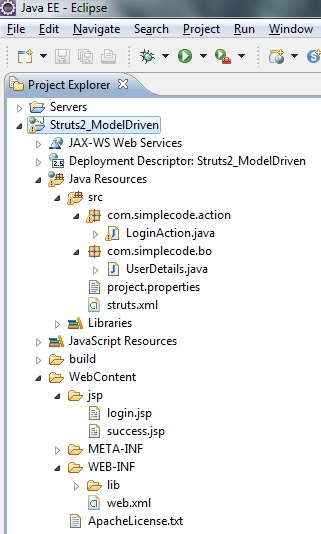 Struts 2 Model driven example