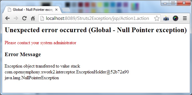 Global exception in struts2