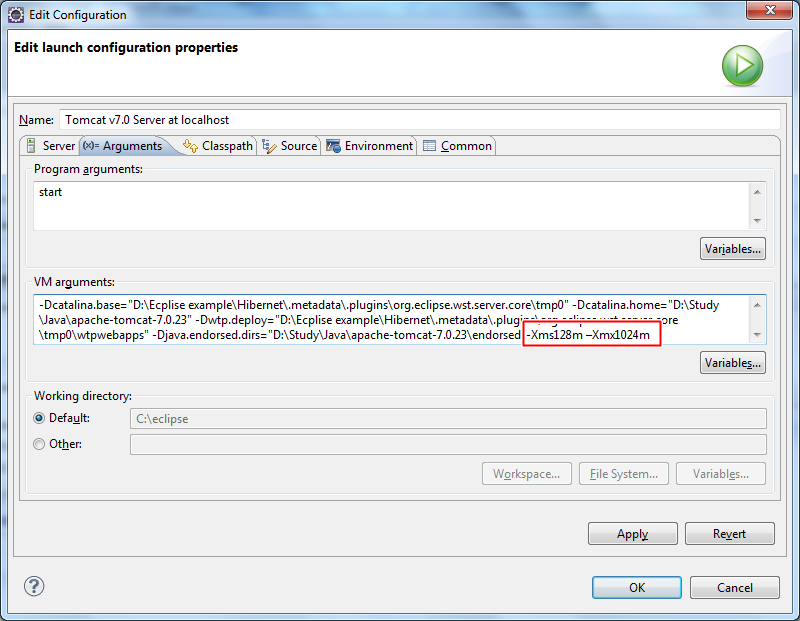 Increase JVM max heap size eclipse