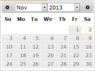 jquery with change year and month in struts 2