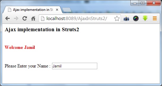 ajax in struts 2 output