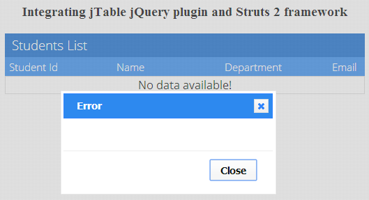 Jtable exception