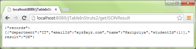 get json result in Jtable