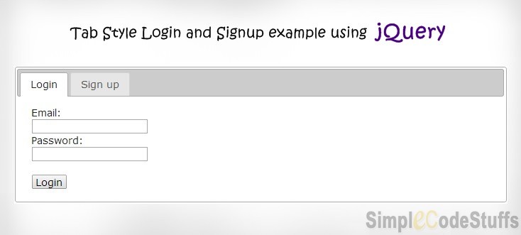 Tab Style Login Signup using jQueryin Java