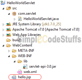 Hello world using Servlet and jsp