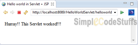 Run hello world servlet JSP